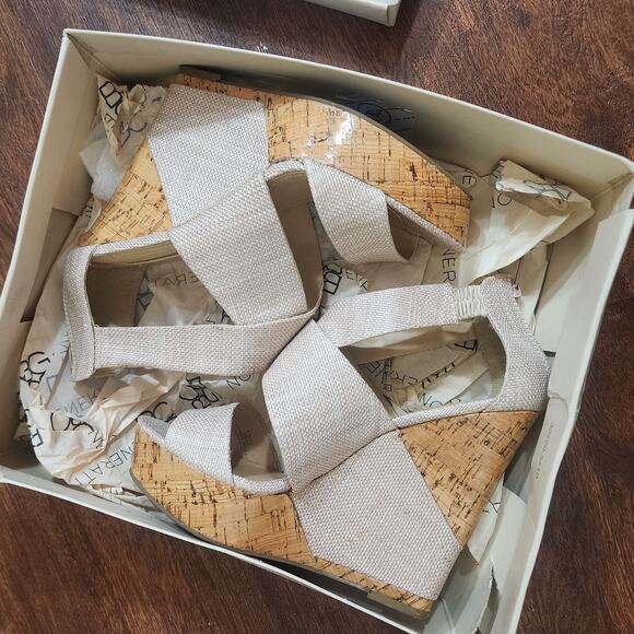 BCBGeneration Rando Rosewood Satin Raffia Wedges with box, Size 10 QWWQWWW - Picture 7 of 9